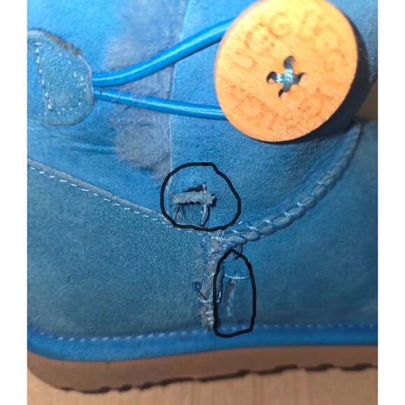 UGG Australia Mini Bailey Button Blue Suede Ankle Boots Women US 8 #3352 - Picture 8 of 12